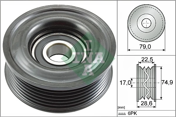 Deflection/Guide Pulley, V-ribbed belt